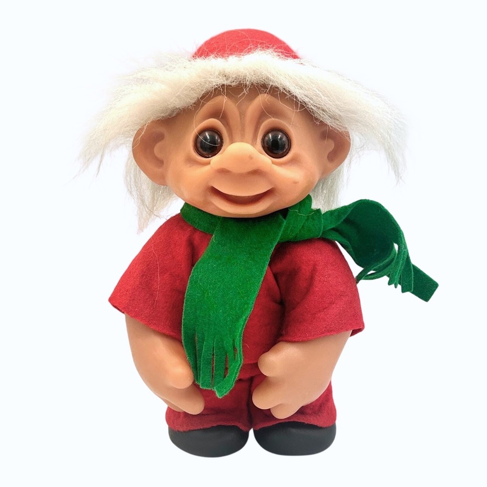 Vintage 1982 Thomas Dam Large Norfin Troll Doll Santa Christmas Red Denmark 10"